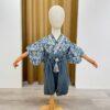 【日系墨藍花紋寶寶和服套裝｜簡約質感風格・週歲抓周首選】
